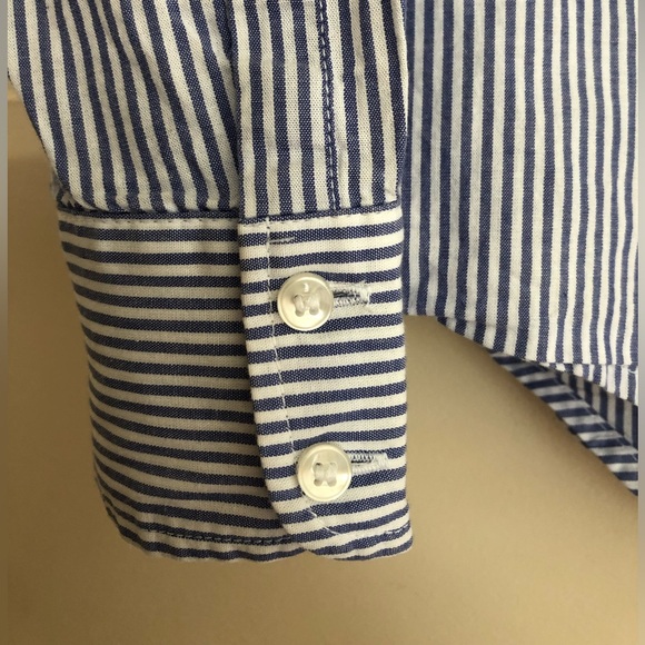 Zara Striped Blue and White Button Up Dress Shirt - Picture 4 of 5